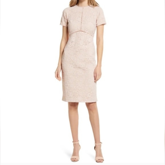Rachel Parcell Women's Lace Short Sleeve Midi Dress